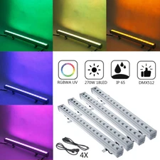 4PCS Waterproof 270W RGBWA UV LED DMX Stage Wall Wash Light Bar DJ Beam Lights