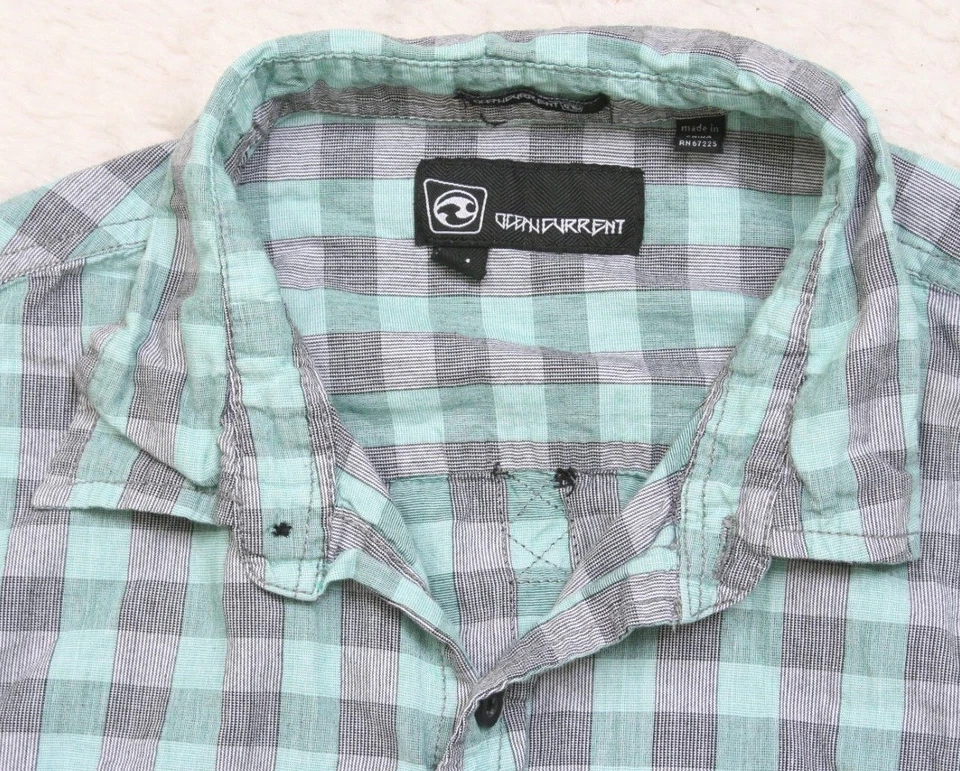 Camisa de Vestir Mediana Algodón Azul Hombre Ocean Current 2 Bolsillos Manga Larga Top 1-932 Foto 4 de 4