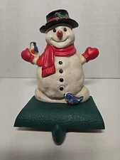 Vintage 1998 Eddie Bauer Snowman Cast Iron Stocking Holder Hanger Christmas