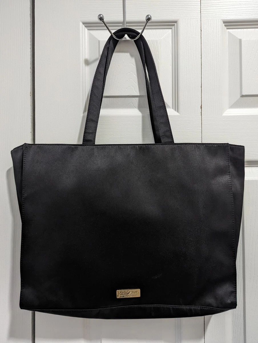 Carolina Herrera New York Good Girl Black Satin Shoulder Tote Bag Purse  Laptop