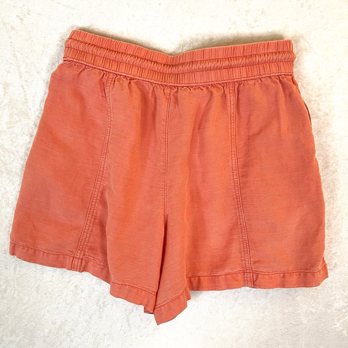 C&C CALIFORNIA Linen Blend Shorts Womens Small Salmon Elastic Waist Pockets - Picture 3 of 12