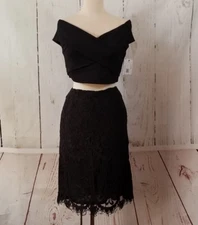 HARPER + LEMON Off-Shoulder Two-Piece Black Designer Dress NEW Size Medium