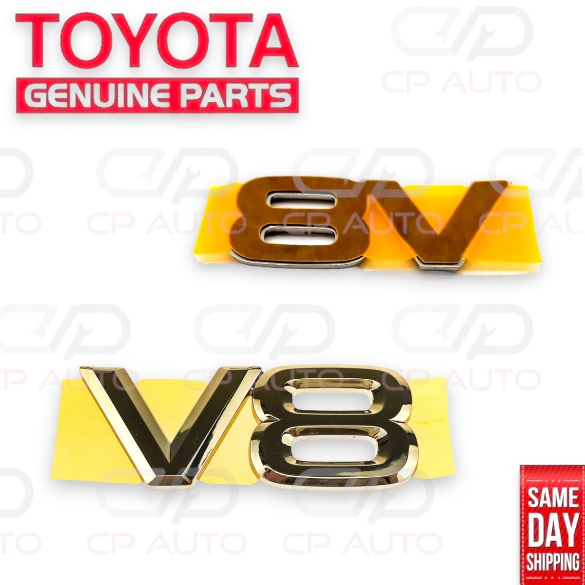 98 - 02 TOYOTA LAND CRUISER REAR BACK DOOR LIFTGATE GOLD V8 EMBLEM