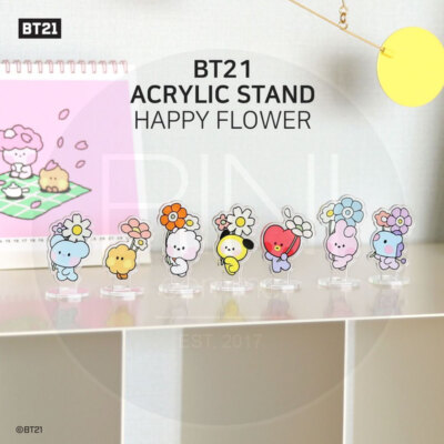 BTS BT21 Official Authentic Goods Acrylic Stand Happy Flower + Tracking Number