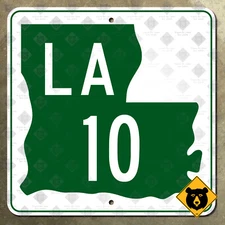 Louisiana Highway 10 road sign 1961 route marker Zydeco Cajun Byway 12x12