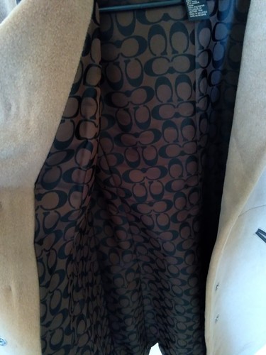 Coach Tan Wool Mohair Blend Leather Trim Coat SIze Small - Picture 6 of 10