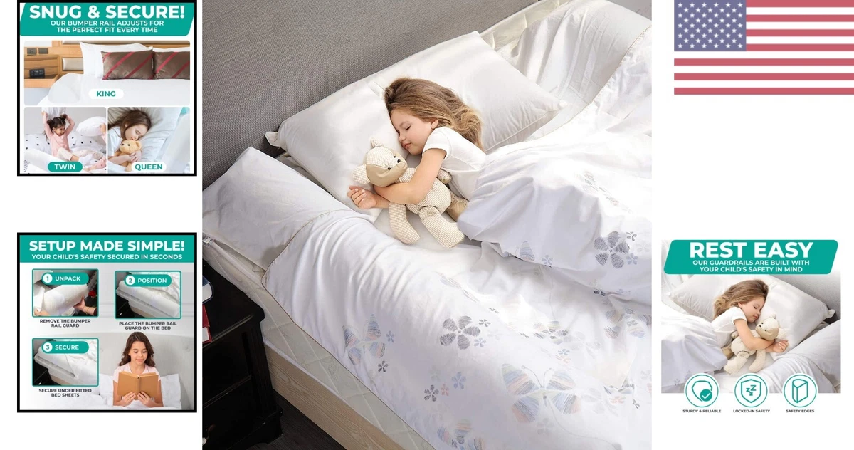 Safe Universal Bed Bumper Rail Guard Fits Toddler to King Size