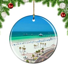 Florida Clearwater Beach Palm USA Christmas ornament city travel souvenir