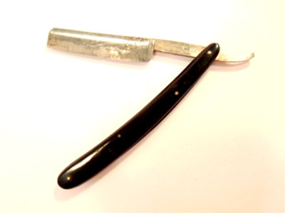 old Twinplex straight razor with damaged handle