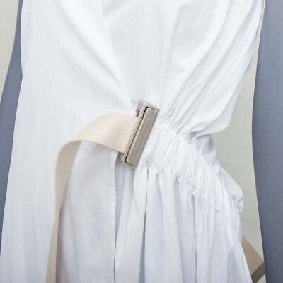 ACNE STUDIOS 2016 Chen Poplin silver buckle belted white