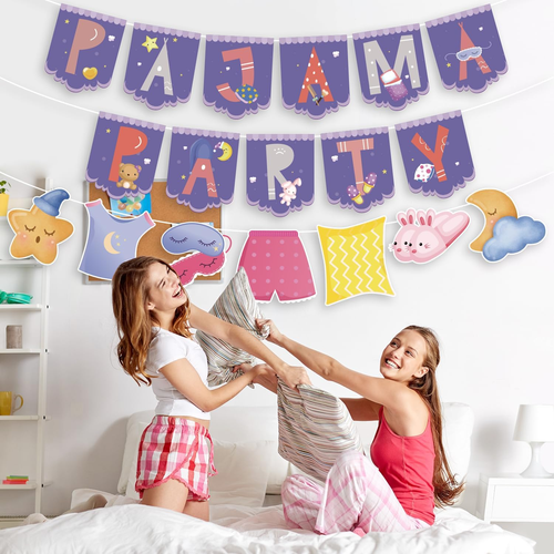 Banner, Slumber Bunting Garland, Baby Shower Birthday Spa Party Supplies for Gir - Picture 3 of 5