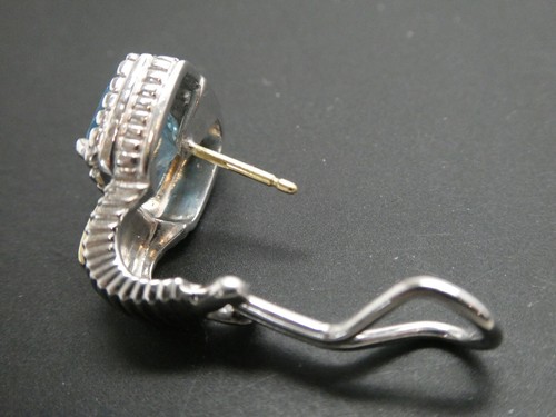 Judith Ripka Roma Collection Diamond Blue Topaz & 18K YG & Sterling 925 Earrings - Picture 3 of 9