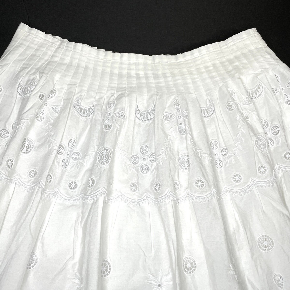 Polo Ralph Lauren Tiered Ruffle Embroidered Midi Skirt Boho Size L