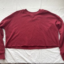 Colsie Sweatshirt Women's Large Oversized Maroon Sweatshirt, Cropped, 657
