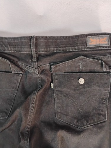 Levis 525 Womens Jeans 14 Medium Black Perfect Waist Straight Leg Dark Denim - Picture 6 of 14