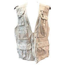 80s Banana Republic Tan  Cream Cotton Vest Utility Fishing Size Medium