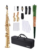Straight Soprano Saxophone,B Flat,Brass Saxophone Beginner Kit with Carrying Cas