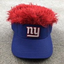 New York Giants Hat Cap Mens One Size Blue Red NFL Football Crazy Hair Wig NFL