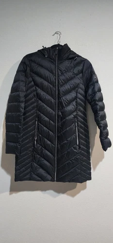 Giacca imbottita Michael Kors lunga trapuntata imbottita cappuccio Nero S