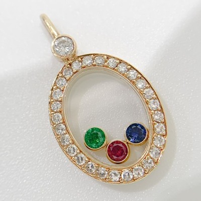 CHOPARD Vintage Happy Diamonds Rubin Saphir Smaragd 18k Gelbgold Anhänger