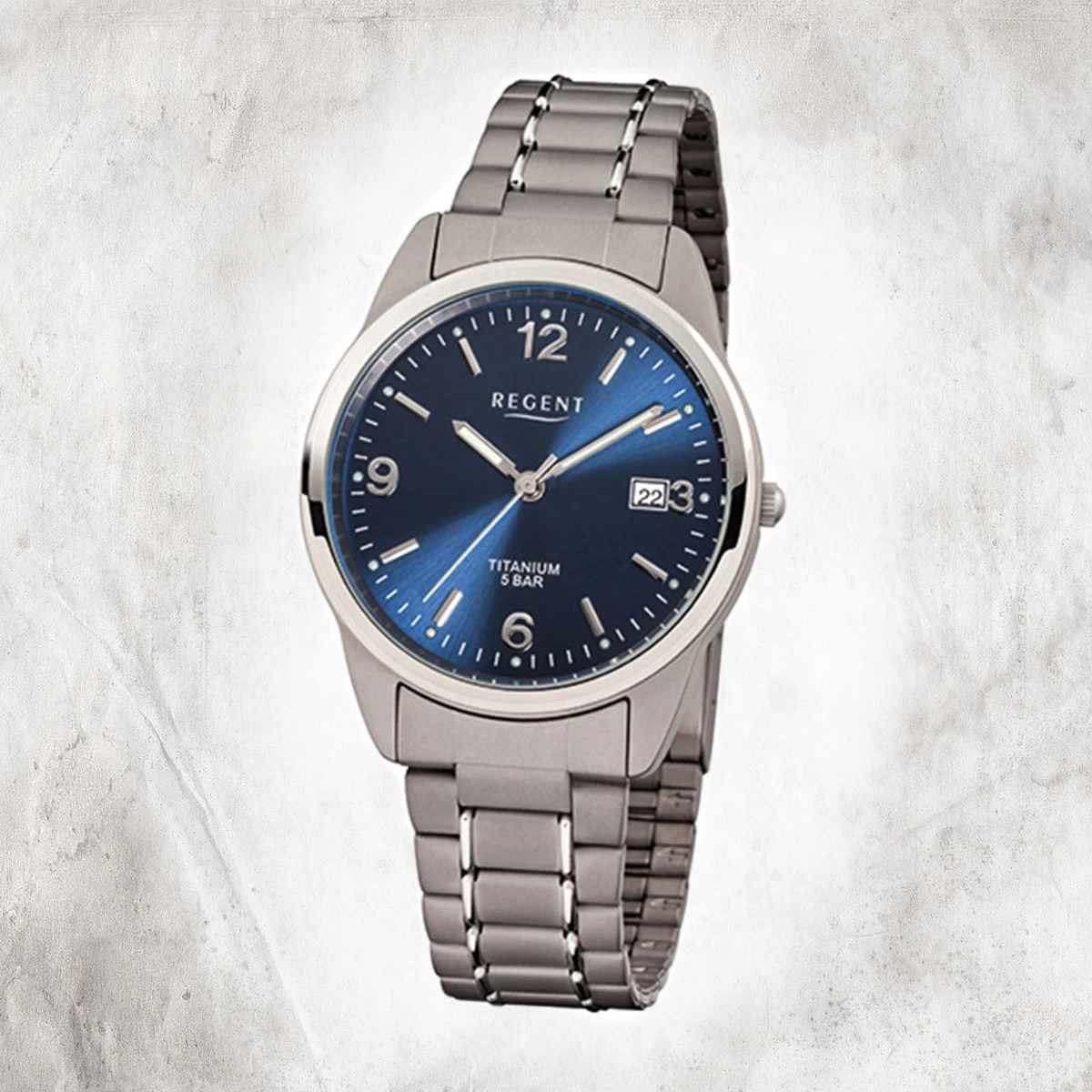 REGENT Orologio Uomo In Titanio – Quadrante Bianco Numeri Arabi, Quarzo, 37mm, Bracciale Titanio - 4