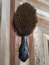 Vintage Ornate Hair Brush Silver Plated  Beautiful Piece 9-3/8" Long