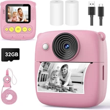 Instant Print Camera for Kids, 1080P HD Kids Digital Cameras Instant Print Photo