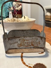 Vintage 1940s PEPSI COLA Metal Tin DOUBLE DOT 6-Pack Bottle Caddy Carrier