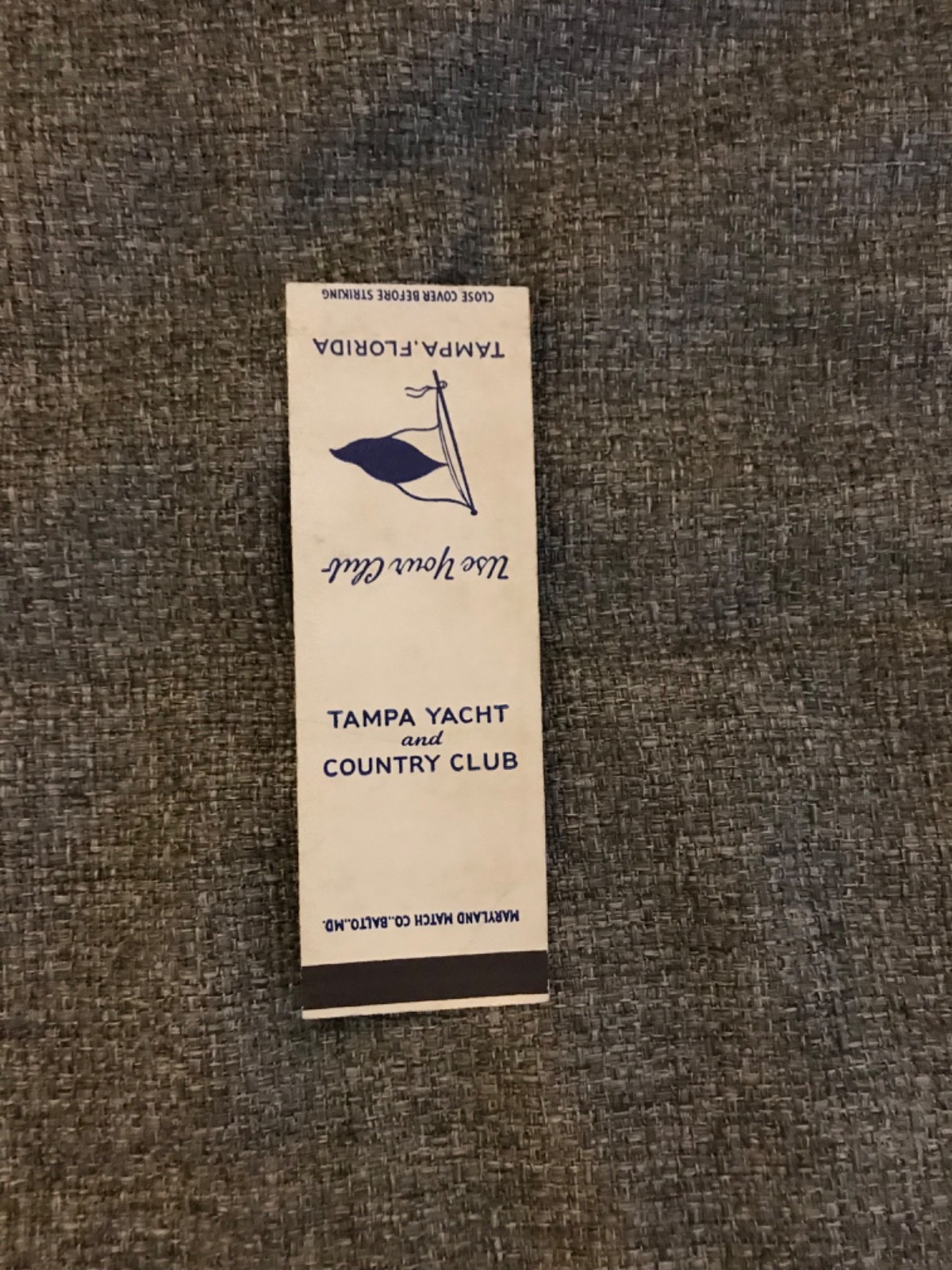Vintage Matchbook Cover Tampa Yacht and Country Club