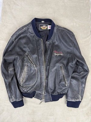 HARLEY DAVIDSON LEDERJACKE HERREN XL VINTAGE BOMBER USA VICTORY BACKPATCH PATINA