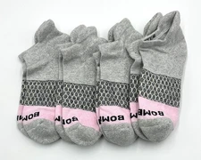4 Pairs BOMBAS Women's Tri-Block Ankle Socks Size Med 8-10.5 Grey Lavender
