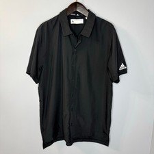 Adidas Men's Black / White Sideline 21 Full Button Polo Shirt Performance Sz L