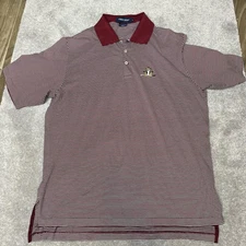 Polo Golf Ralph Lauren Polo Shirt Mens Large Burgundy Stripe Cow Logo Cotton