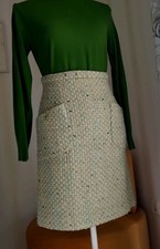 Authentic Vintage Chanel Skirt Tweed XS Golden Buttons Silk Lining Silk CC