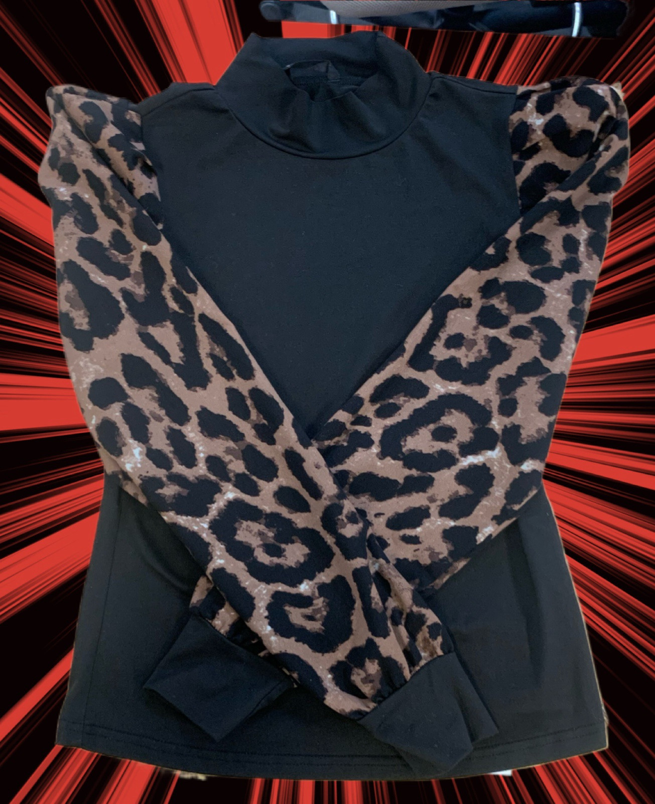 Pre Owned Women’s Shein Long Sleeve Cheetah Sleeve Shirt Sz 6