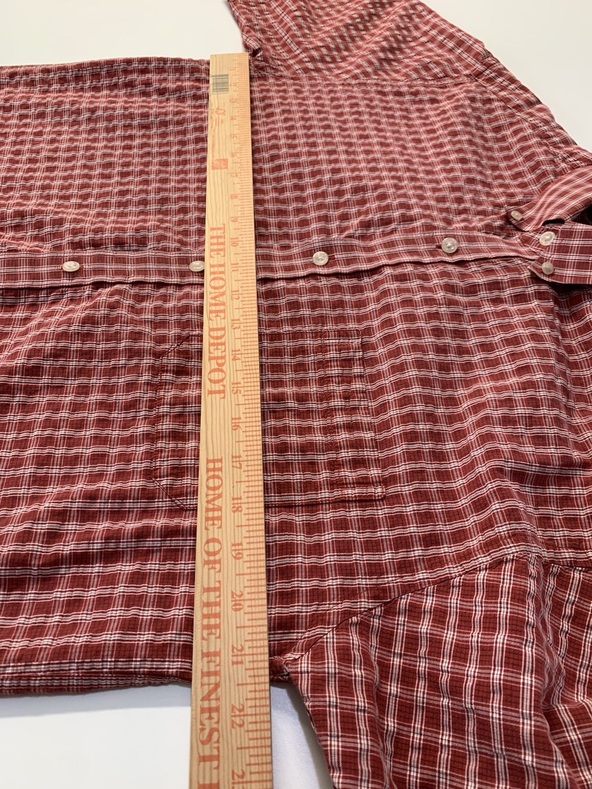 Scandia Woods Shirt Mens M Red Seersucker Plaid Golf Short Sleeve Casual Button