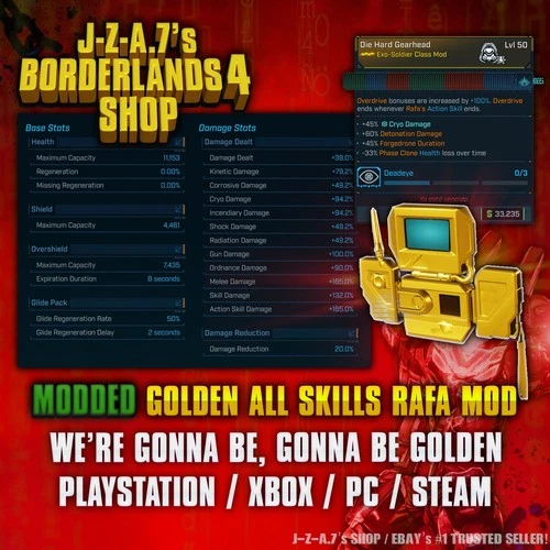 Borderlands 4✨ MODDED GOLDEN ALL SKILLS RAFA CLASS MOD BL4 ✅PC-PS-XBOX✨