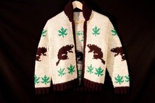 Vintage Child's Hand-Knit Cowichan Wool Sweater Beaver Design