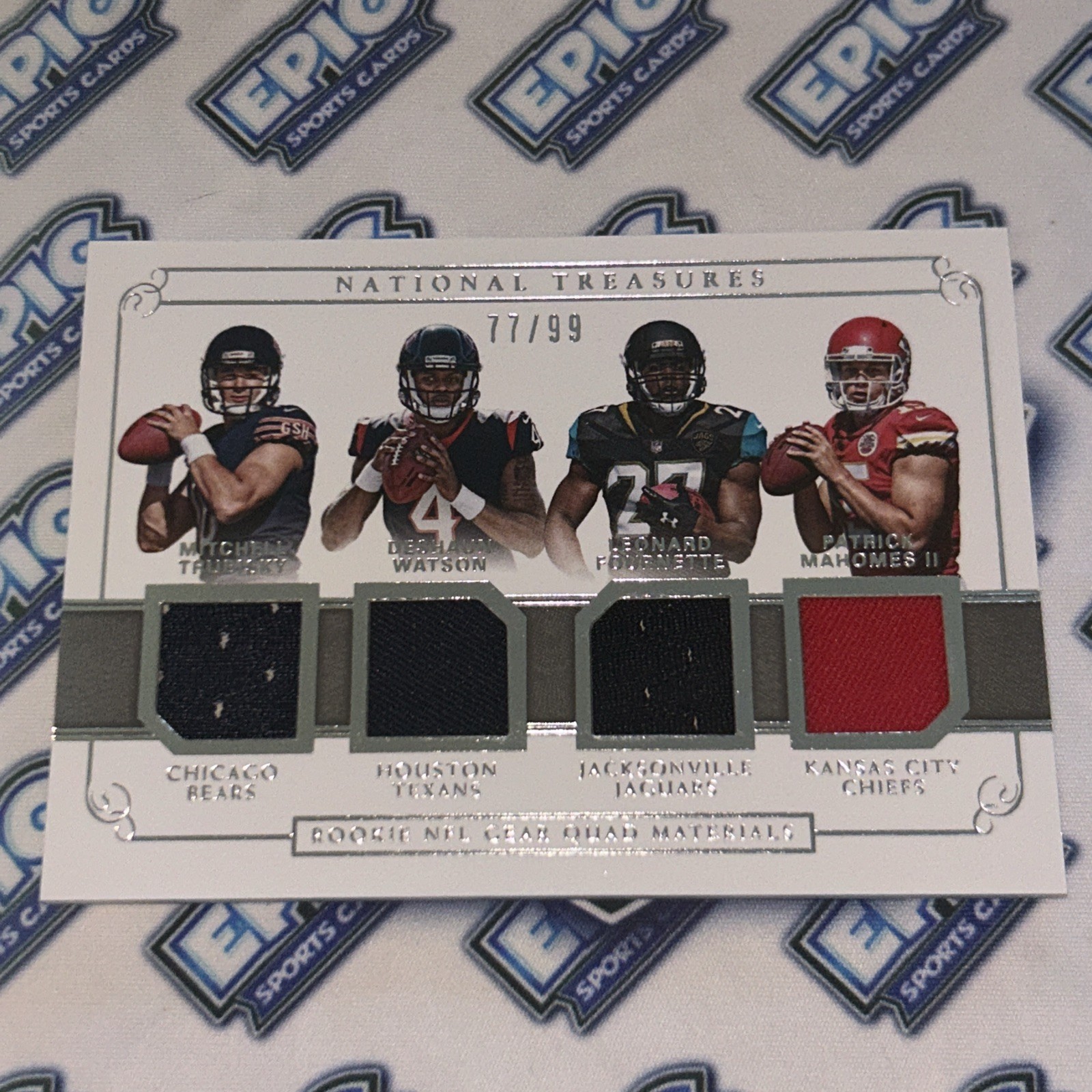 2017 National Treasures RC Quad Patch Mahomes/Watson /99 view 5