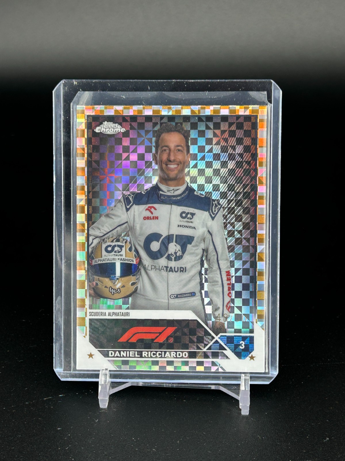 2023 Topps Chrome Formula 1 F1 Daniel Ricciardo Gold Checker Flag 48/50 #69