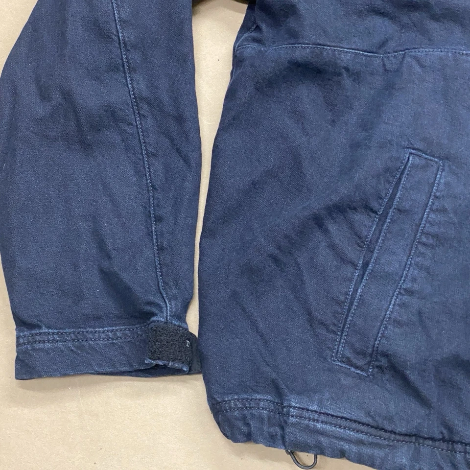 RAG & BONE L Grande Denim Pullover Sudadera con Capucha Chaqueta Bolsillo Media Cremallera Hombres Foto 2 de 4