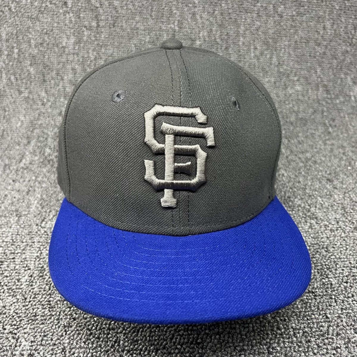 New Era 59FIFTY San Francisco Giants SF Fitted Hat Grey Blue Size 6 7/8 Cap