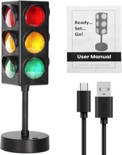 11 Inch Traffic Light Lamp with Base for Room Decoration, Stop Lamp...