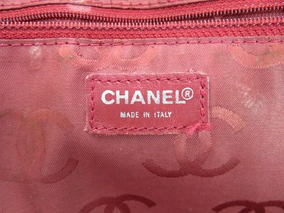 Authentic CHANEL By Sea Line Red Canvas Shoulder Tote Bag Purse
