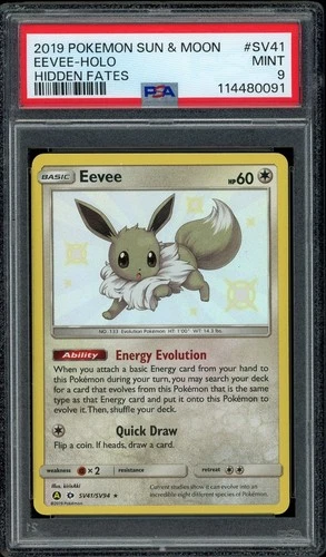 Pokemon PSA 9 Eevee SV41/SV94 Sun & Moon Hidden Fates Shiny Vault Near Mint