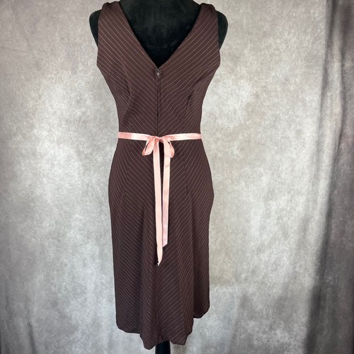 De Colección Y2K Conjunto de Traje de Vestido a Rayas 2 Piezas S/M Marrón Rosa Cinta Años 50 Blazer Vestido - Imagen 6 de 11