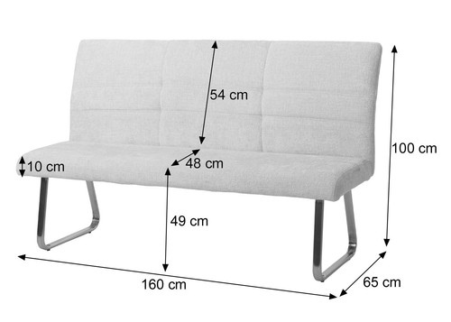 Set sala da pranzo merce di seconda scelta MCW-G55, set di 2 sedie con braccioli + panca 160 cm, crema - Foto 5 di 14