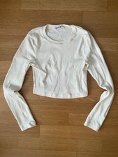Cropped Longsleeve Beige Edited Gr. 38 M Körpernah Bauchfrei Oberteil