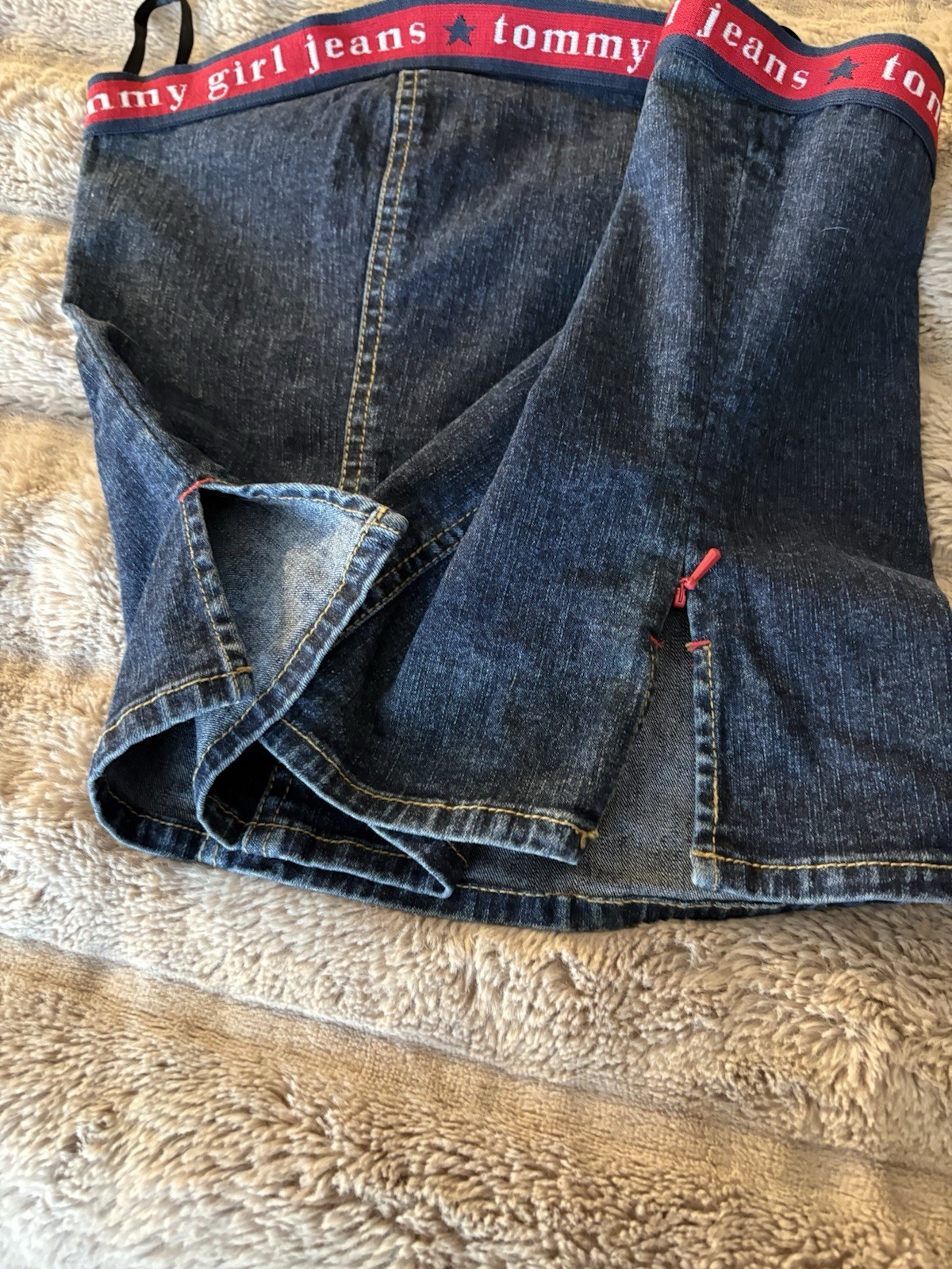 Tommy Girl Jeans Logo Denim Tube Top Size XL image 9