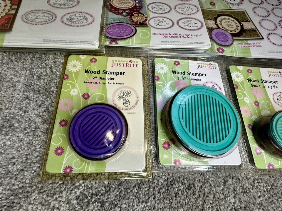 NUEVO Lote de 8 juegos de estampillas de goma Just Rite 4 estampillas de madera intercambiables de Navidad Foto 2 de 4